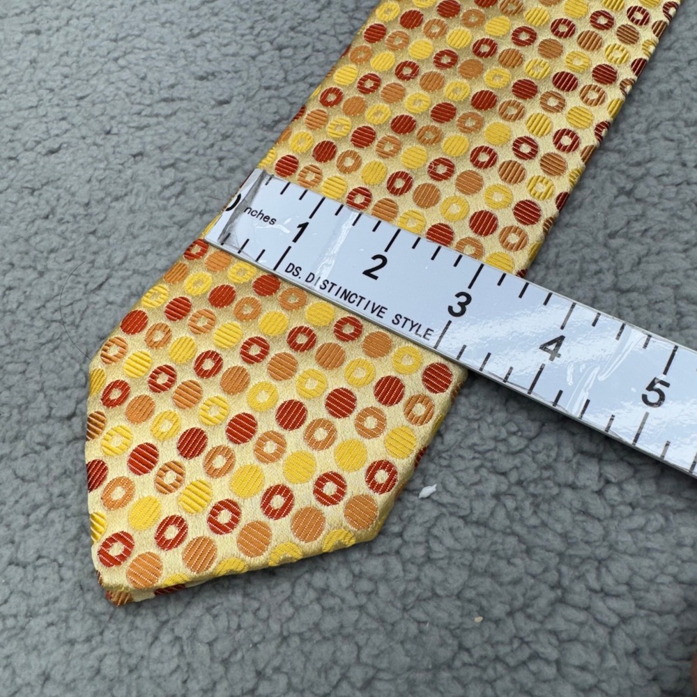 Hugo Boss Tie Men Gold Geometric Silk Necktie Retro Designer Luxury Career Wear - Picture 2 of 7